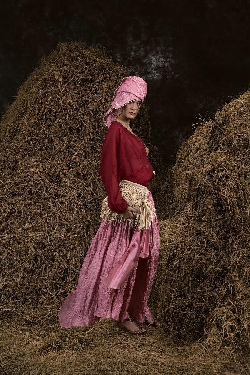 RED LOM KHOM VOILE CARDIGAN