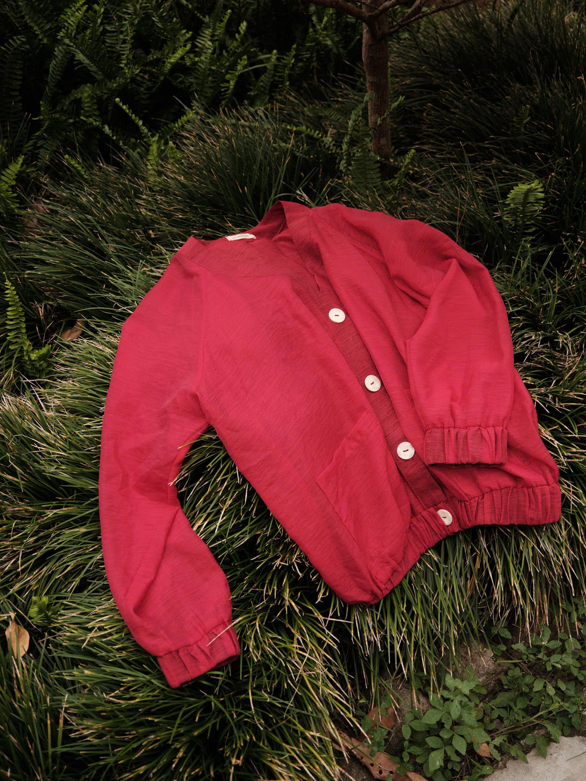 RED LOM KHOM VOILE CARDIGAN