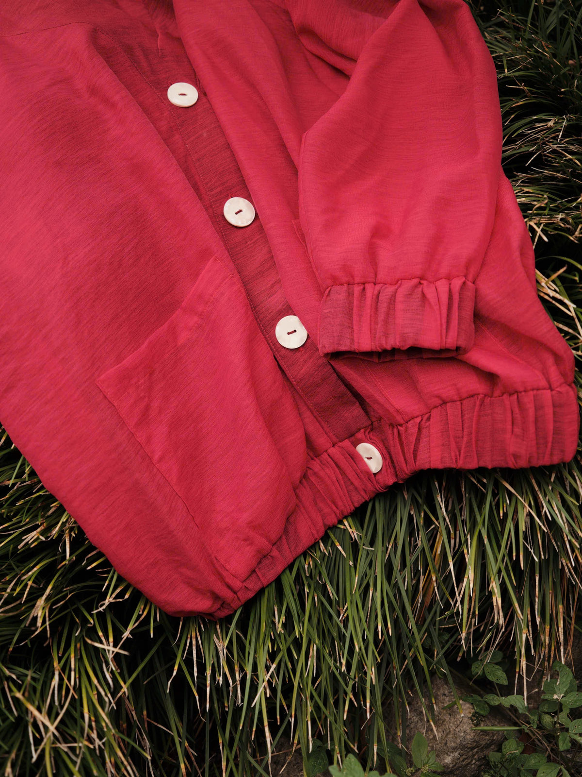 RED LOM KHOM VOILE CARDIGAN