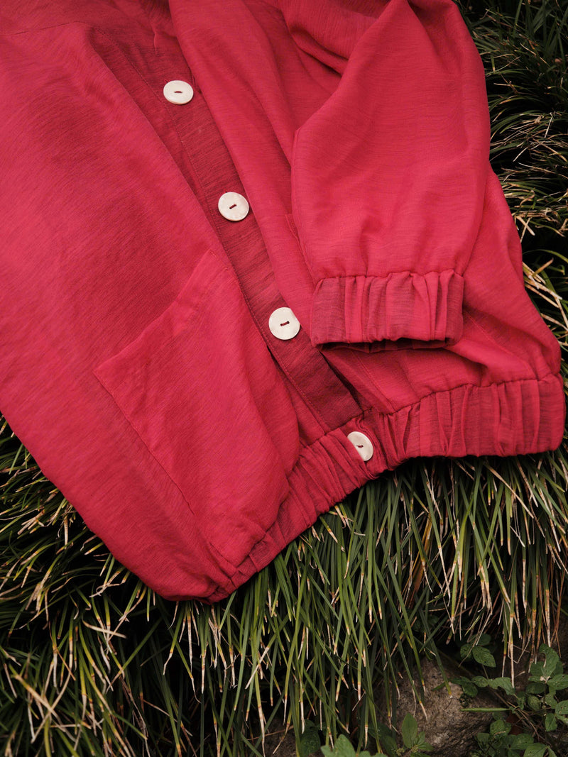 RED LOM KHOM VOILE CARDIGAN