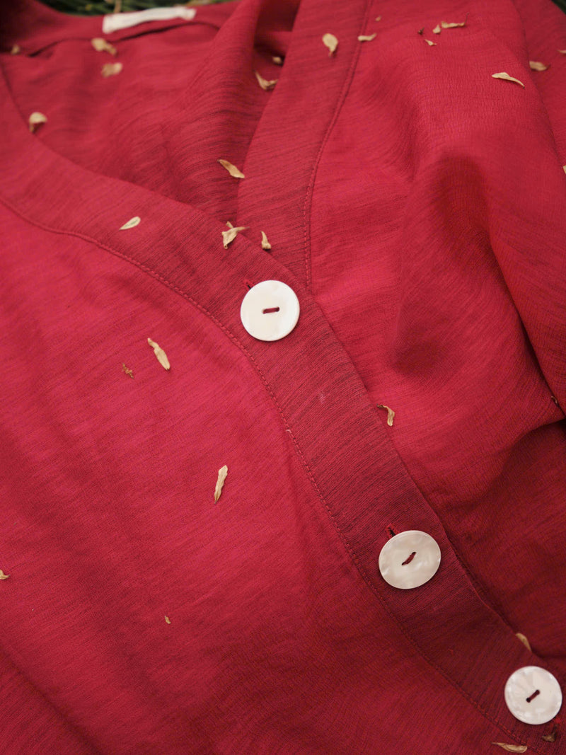RED LOM KHOM VOILE CARDIGAN