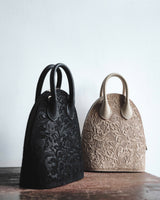 Black Lò Gạch Engraved Leather Bag