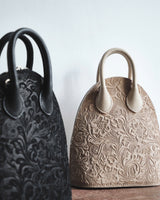 Beige Lò Gạch Engraved Leather Bag