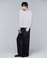 HENLEY SHOULDER BUTTON LONGSLEEVE V2 ( RICE WHITE )