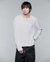 HENLEY SHOULDER BUTTON LONGSLEEVE V2 ( RICE WHITE )