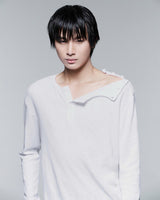 HENLEY SHOULDER BUTTON LONGSLEEVE V2 ( RICE WHITE )
