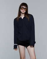 HENLEY SHOULDER BUTTON LONGSLEEVE V2 ( NAVY )