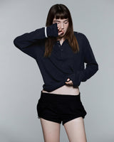 HENLEY SHOULDER BUTTON LONGSLEEVE V2 ( NAVY )