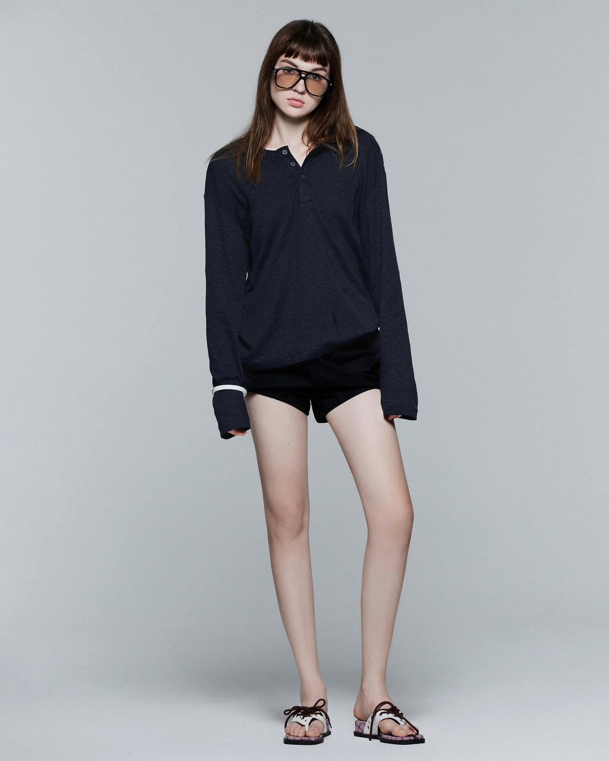 HENLEY SHOULDER BUTTON LONGSLEEVE V2 ( NAVY )