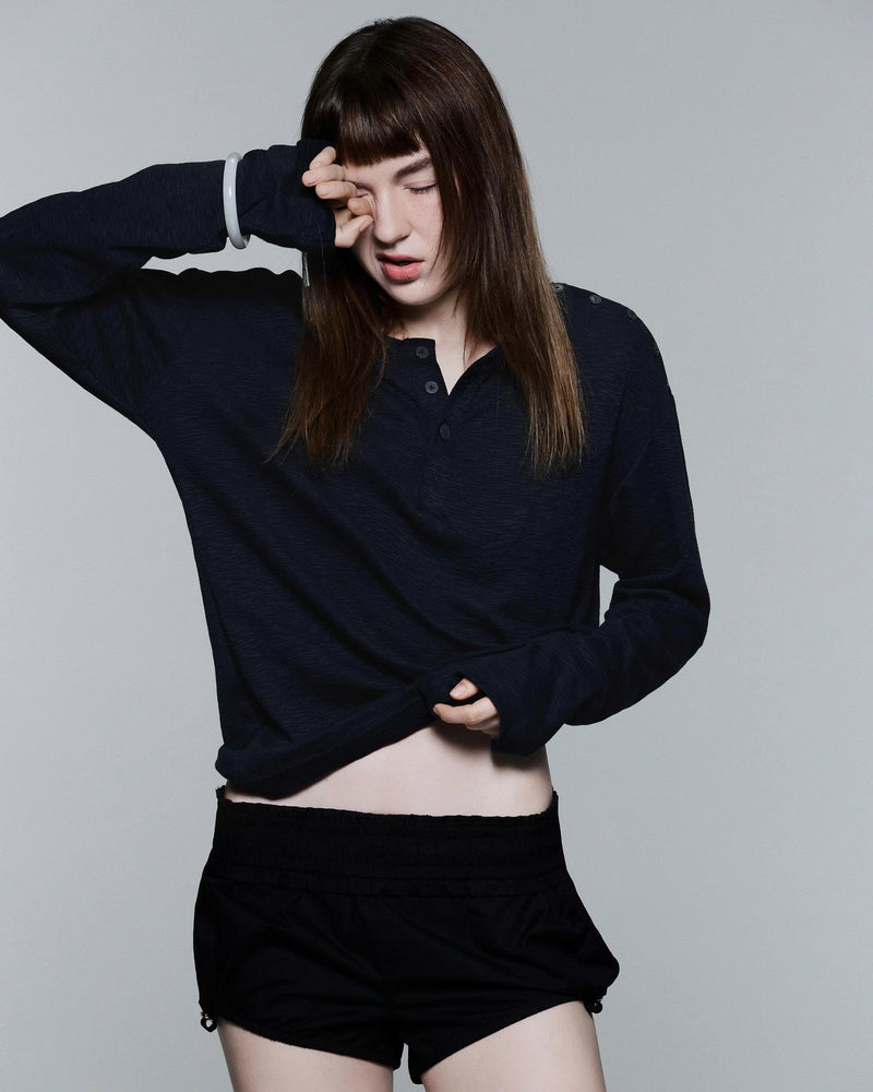 HENLEY SHOULDER BUTTON LONGSLEEVE V2 ( NAVY )