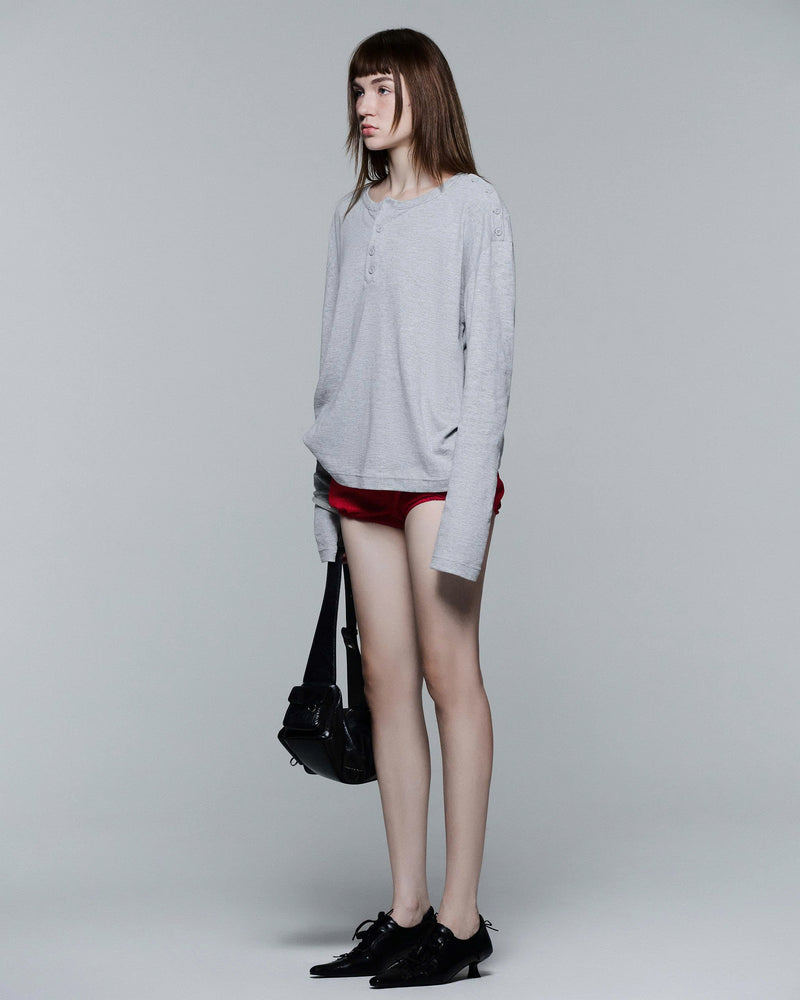 HENLEY SHOULDER BUTTON LONGSLEEVE V2 ( GREY )