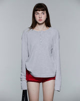 HENLEY SHOULDER BUTTON LONGSLEEVE V2 ( GREY )