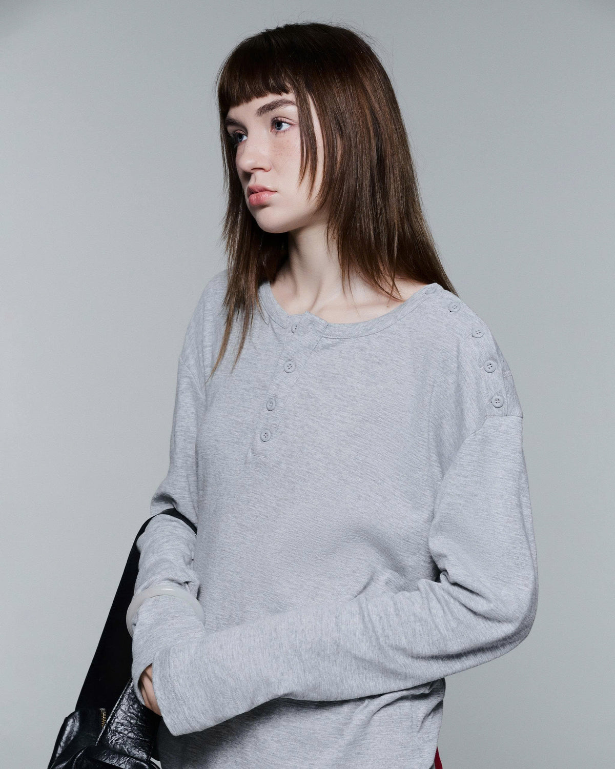 HENLEY SHOULDER BUTTON LONGSLEEVE V2 ( GREY )