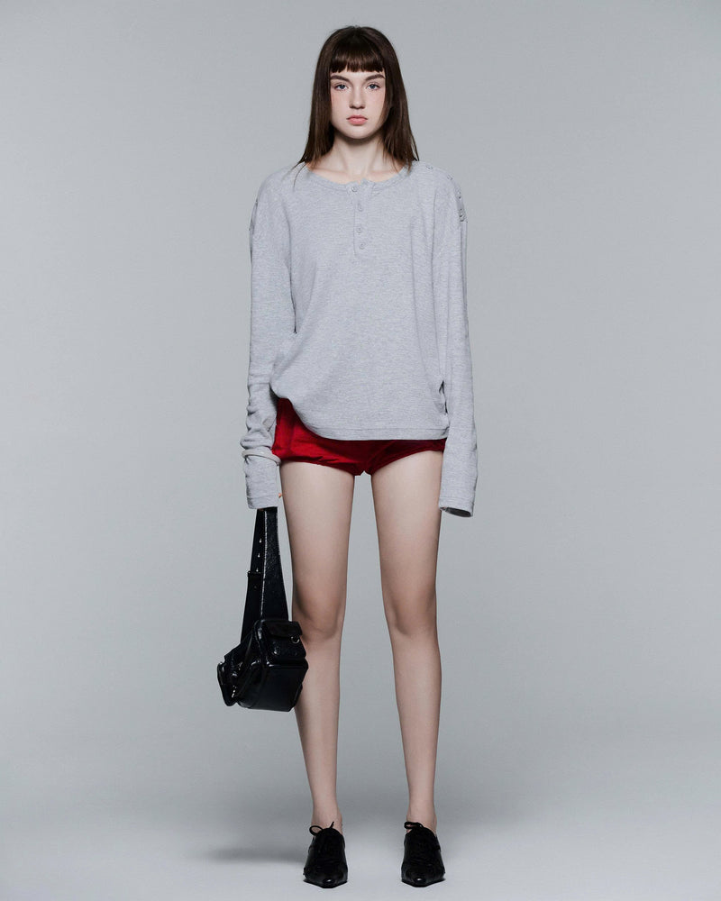 HENLEY SHOULDER BUTTON LONGSLEEVE V2 ( GREY )