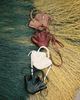 BLACK DRIED LOTUS LEAVES LEATHER BAG - PM
