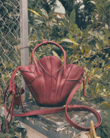 BORDEAUX DRIED LOTUS LEAVES LEATHER BAG - PM