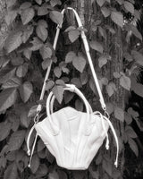 WHITE DRIED LOTUS LEAVES LEATHER BAG - PM
