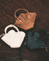 BROWN DRIED LOTUS LEAVES LEATHER BAG - PM