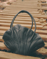 BLACK DRIED LOTUS LEAVES LEATHER BAG - MM