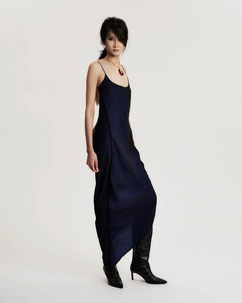 BLUE-IQUE DRAPED DRESS