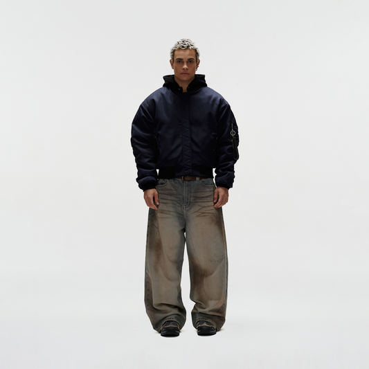 ERG24 - "FNOS" DIRTY EFFECT WASHED JEANS - LIGHT BLUE