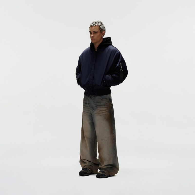 ERG24 - "FNOS" DIRTY EFFECT WASHED JEANS - LIGHT BLUE