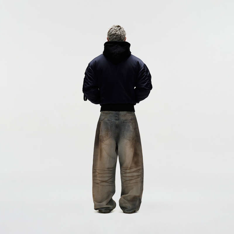 ERG24 - "FNOS" DIRTY EFFECT WASHED JEANS - LIGHT BLUE