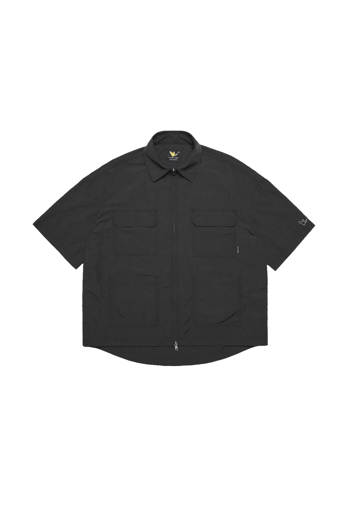 BLACK WII TWO-WAY ZIP POLYAMIDE SHIRT