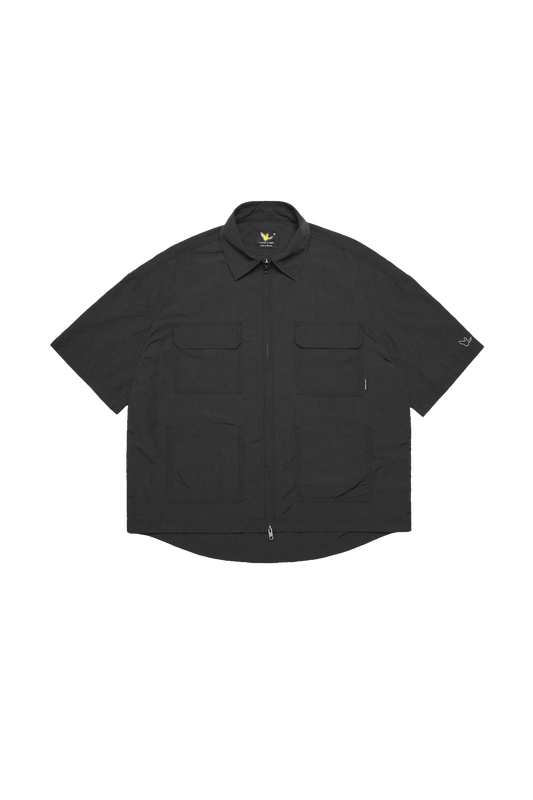 BLACK WII TWO-WAY ZIP POLYAMIDE SHIRT