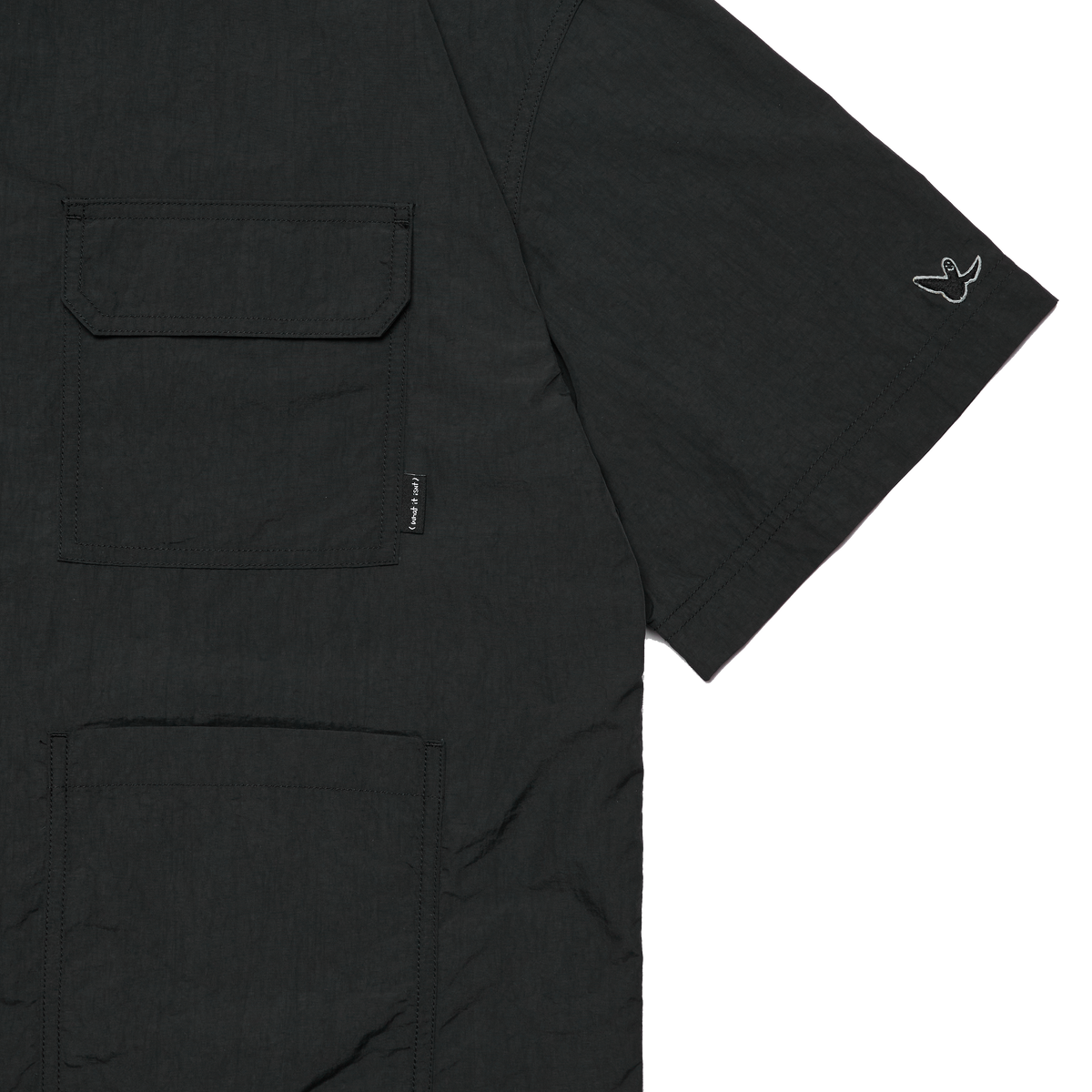 BLACK WII TWO-WAY ZIP POLYAMIDE SHIRT