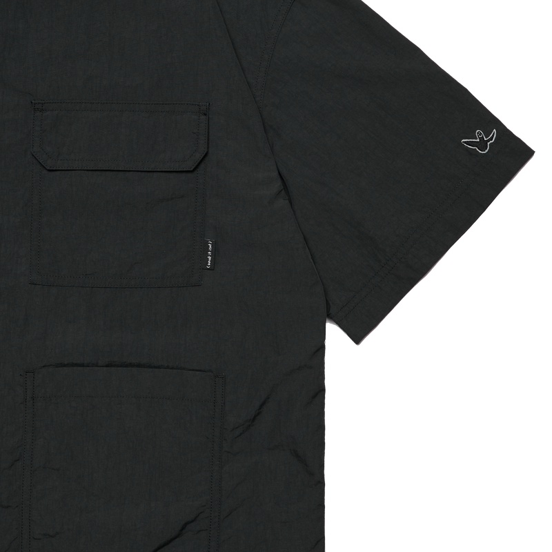 BLACK WII TWO-WAY ZIP POLYAMIDE SHIRT