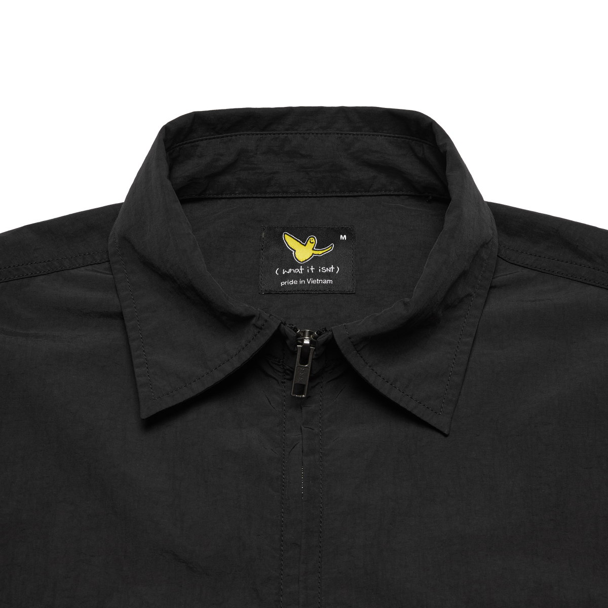 BLACK WII TWO-WAY ZIP POLYAMIDE SHIRT