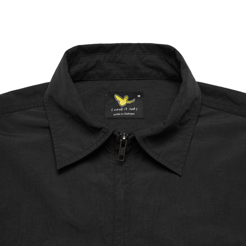 BLACK WII TWO-WAY ZIP POLYAMIDE SHIRT