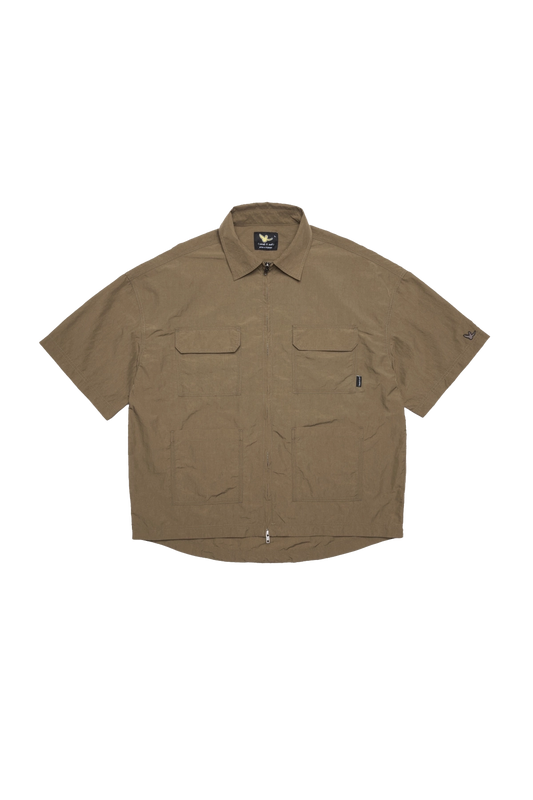 OLIVE WII TWO-WAY ZIP POLYAMIDE SHIRT