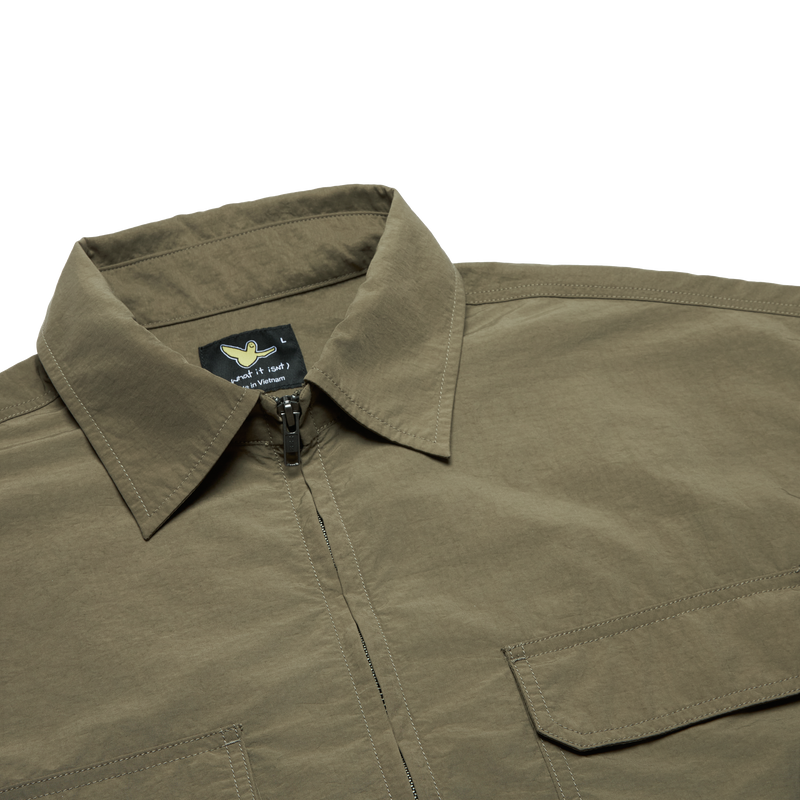 OLIVE WII TWO-WAY ZIP POLYAMIDE SHIRT