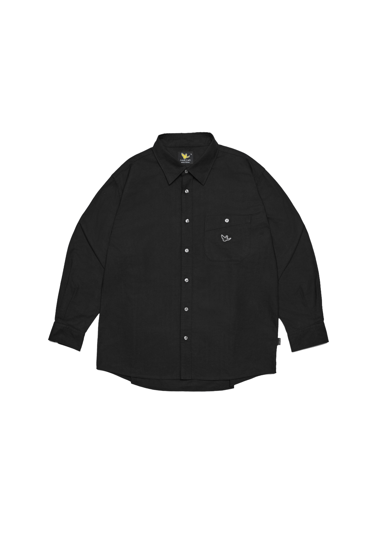 BLACK WII RELAXED FIT LONG SLEEVE COTTON SHIRT