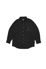 BLACK WII RELAXED FIT LONG SLEEVE COTTON SHIRT