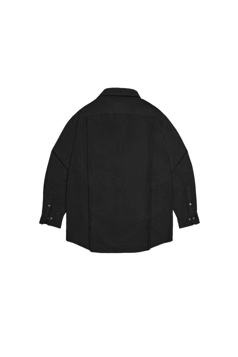 BLACK WII RELAXED FIT LONG SLEEVE COTTON SHIRT
