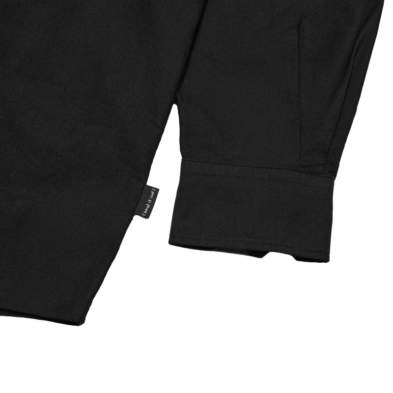 BLACK WII RELAXED FIT LONG SLEEVE COTTON SHIRT