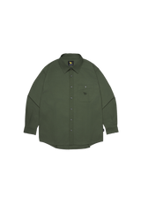 OLIVE WII RELAXED FIT LONG SLEEVE COTTON SHIRT