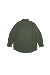 OLIVE WII RELAXED FIT LONG SLEEVE COTTON SHIRT