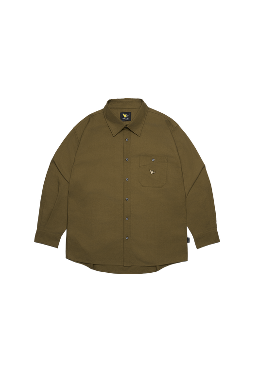 BEIGE WII RELAXED FIT LONG SLEEVE COTTON SHIRT