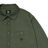 OLIVE WII RELAXED FIT LONG SLEEVE COTTON SHIRT