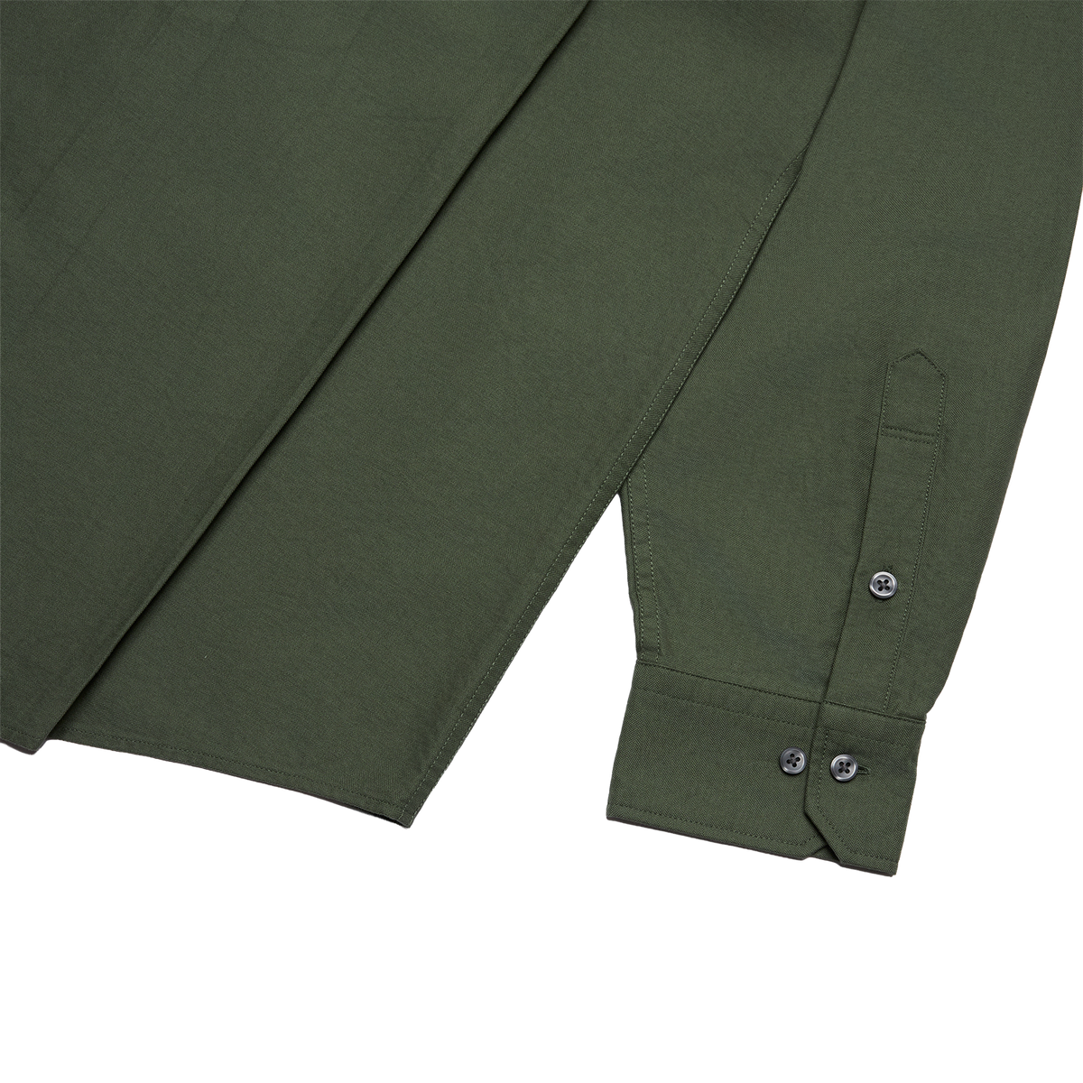 OLIVE WII RELAXED FIT LONG SLEEVE COTTON SHIRT