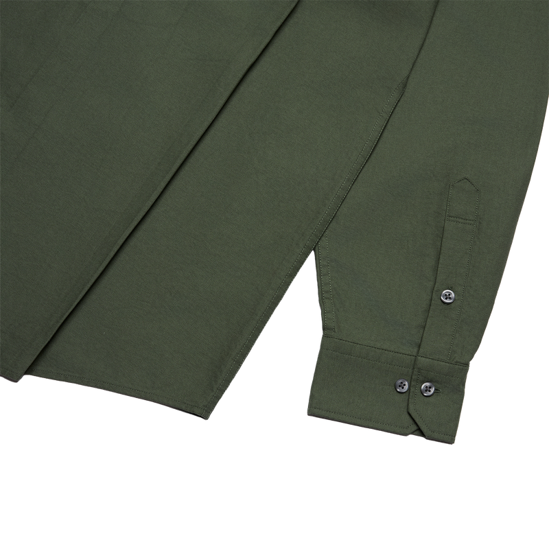 OLIVE WII RELAXED FIT LONG SLEEVE COTTON SHIRT