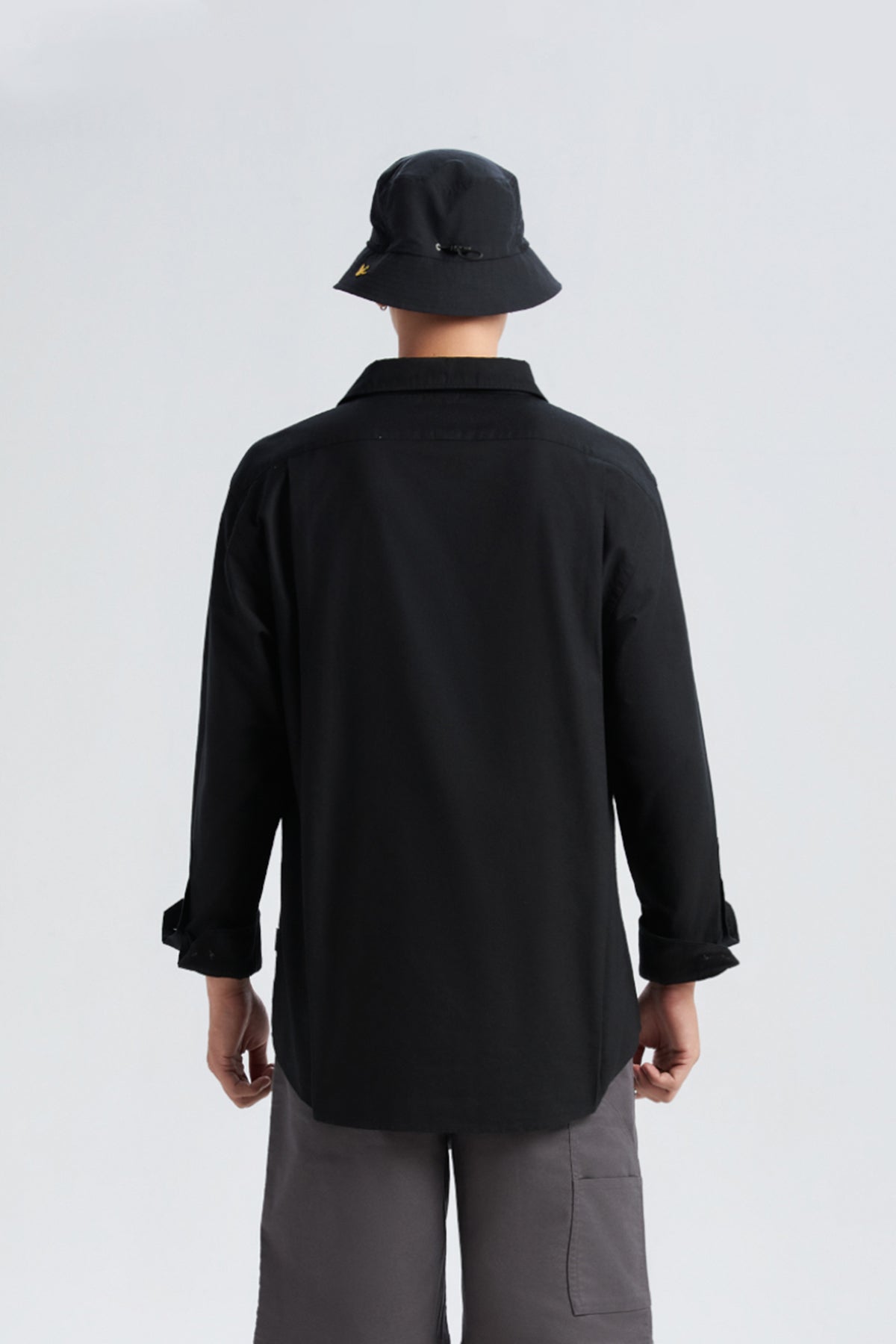 OLIVE WII RELAXED FIT LONG SLEEVE COTTON SHIRT