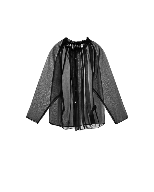 BLACK AIRY SEE-THRU SHIRT