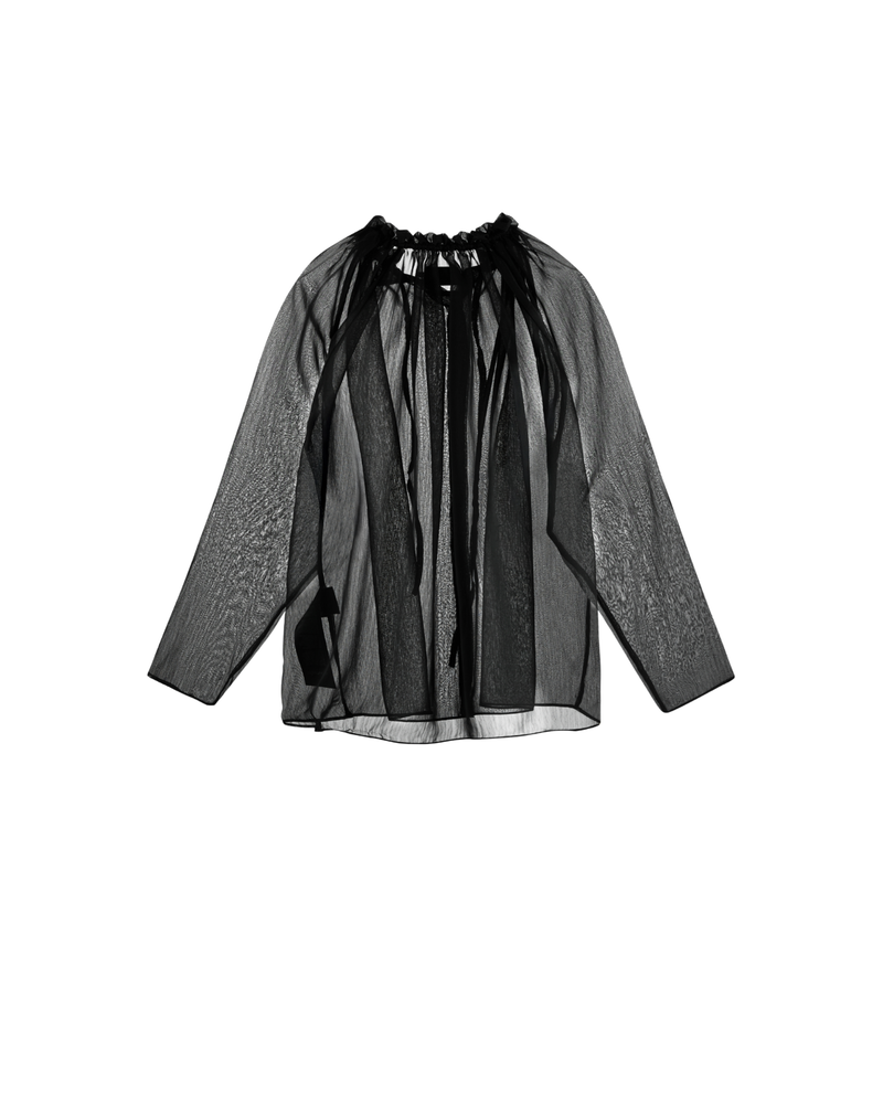 BLACK AIRY SEE-THRU SHIRT