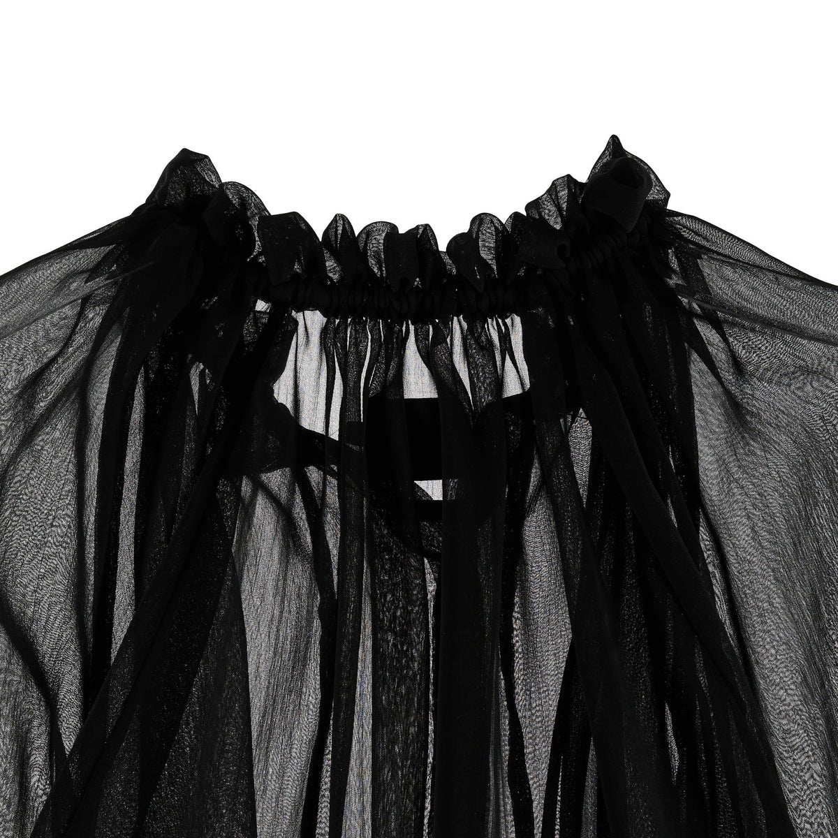 BLACK AIRY SEE-THRU SHIRT