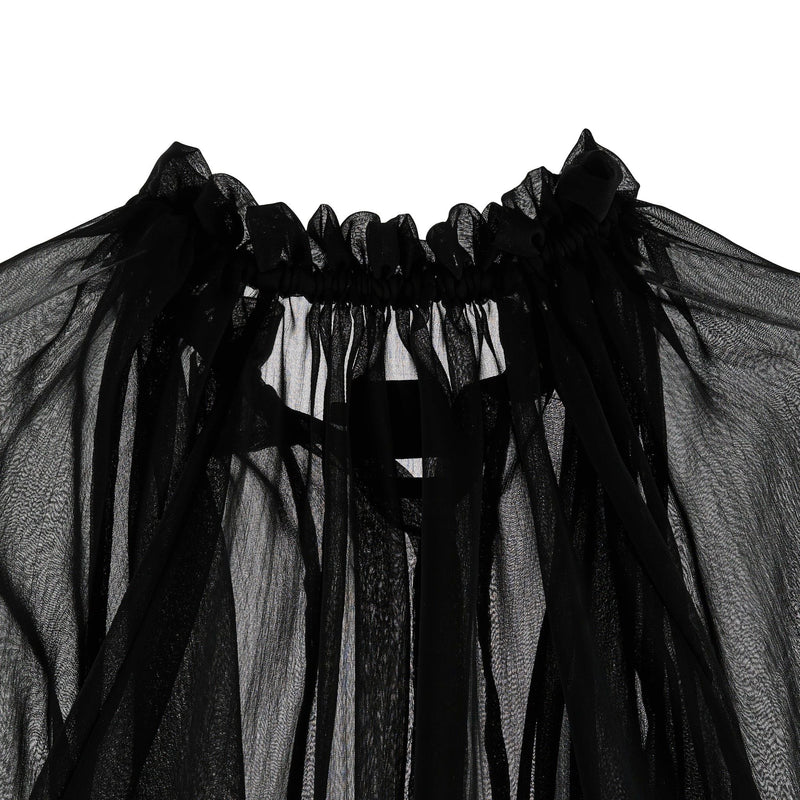 BLACK AIRY SEE-THRU SHIRT